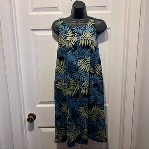 Athena Marie Linen Blend Dress Floral XS Women Summer Sleeveless blue green